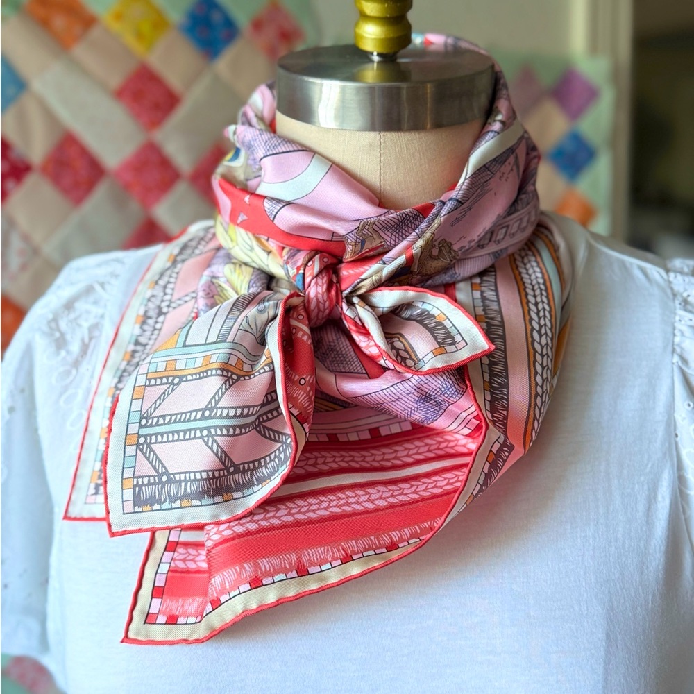 Hermes "Passades Et Serpentines" 90cm, double-face silk scarf